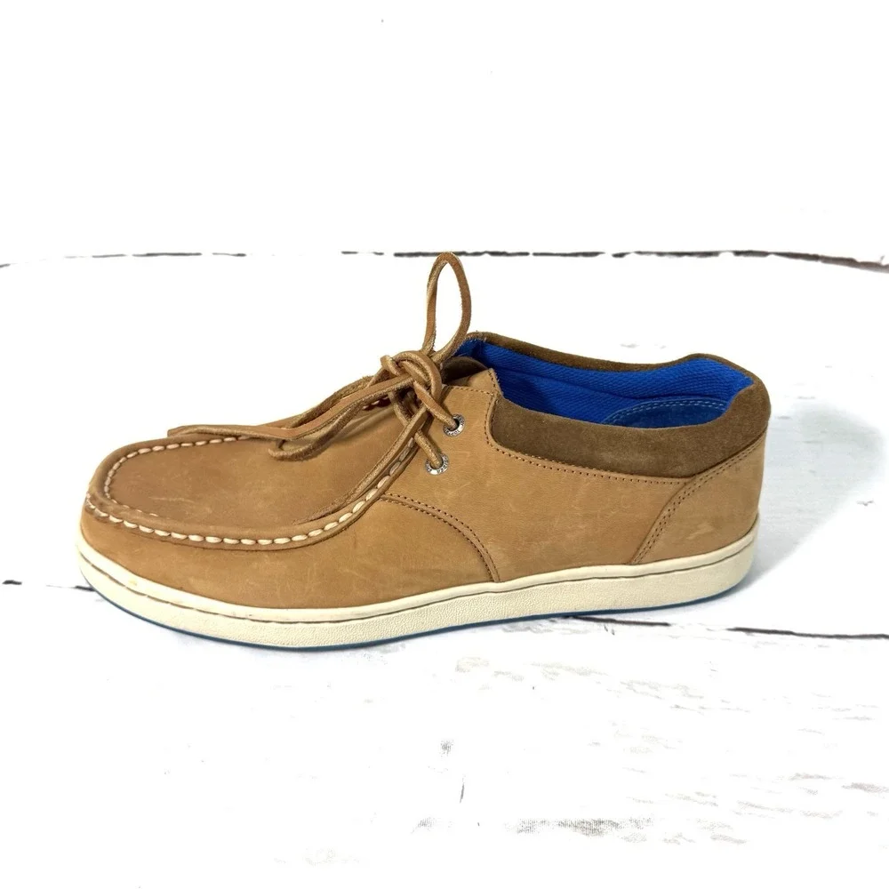 Sperry Gold Cup 2-Eye Boat Shoes Men's 10.5M Tan Nubuck Moc Toe Lace Up Casual